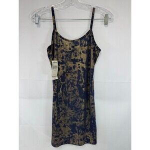 BKE Buckle Extra Long Strappy Tank Size Medium NWT Shiny Gold Tone & Navy